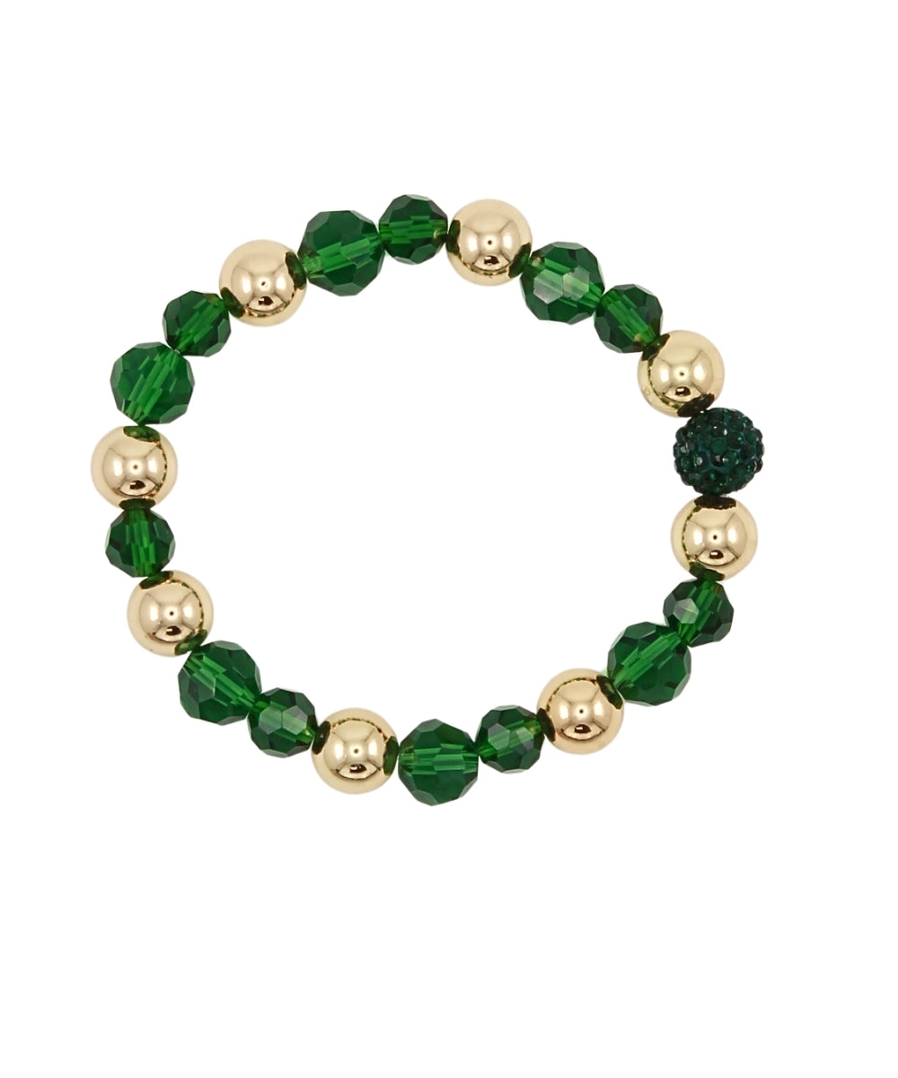 Christmas Accented Pave Ball & Bead Bracelet - Green