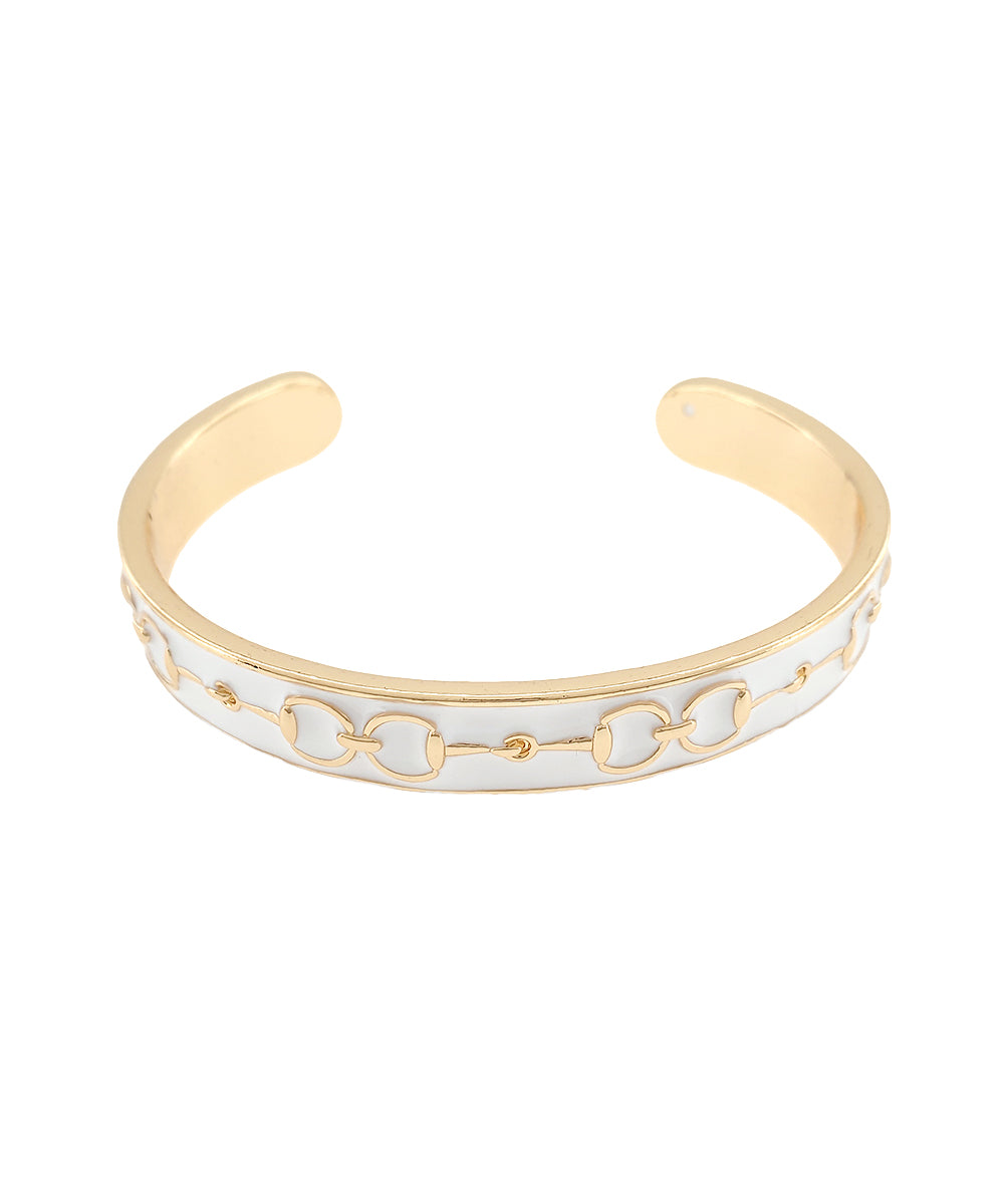 Horsebit Color Coated Cuff - White