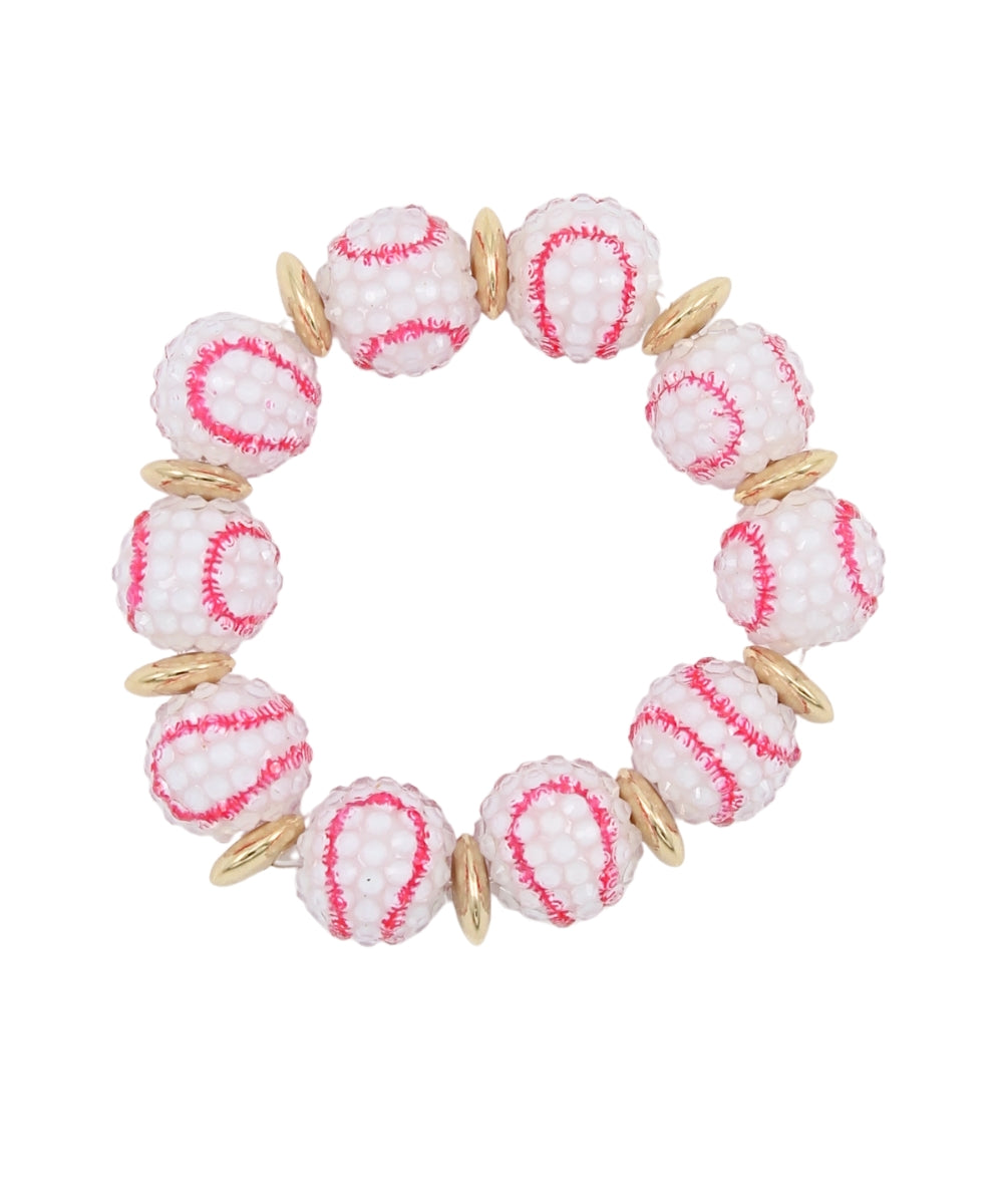 Sports Ball & Disk Bracelet - Baseball/White