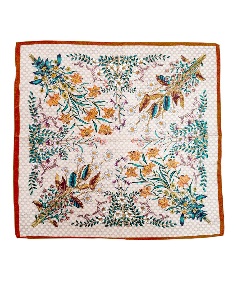 Border Check Scarf Checks & Flower Border Print Bandana Scarf