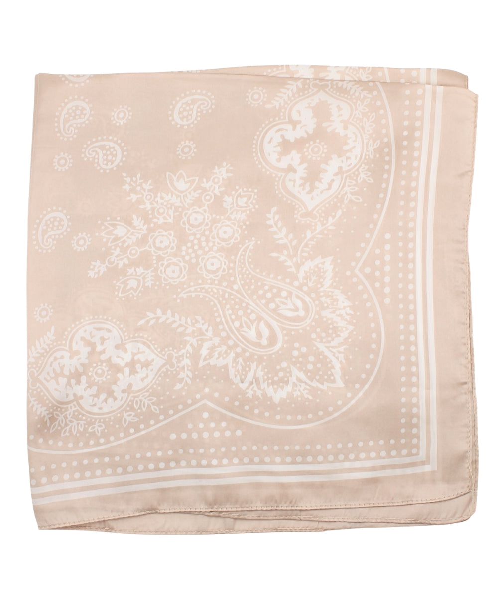 Paisley Print Bandana Scarf - Beige
