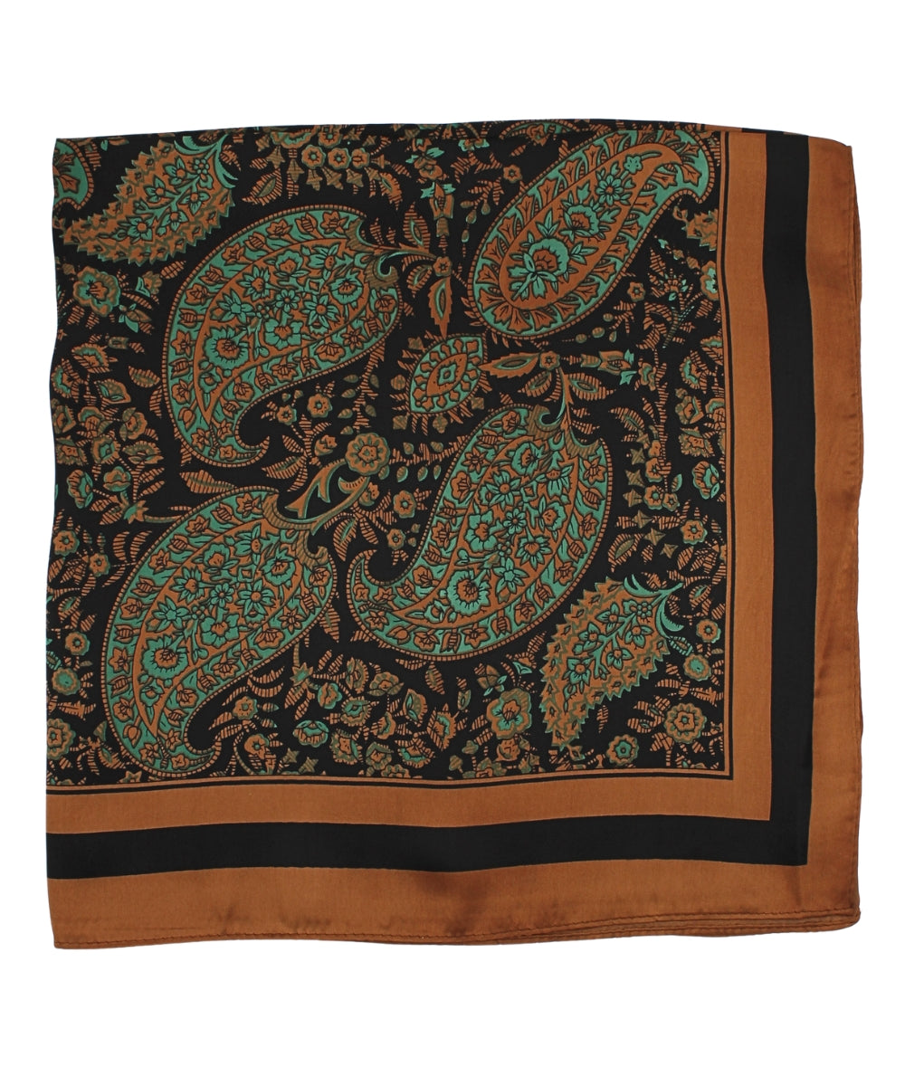 Paisley Print Bandana Scarf - Green/Black