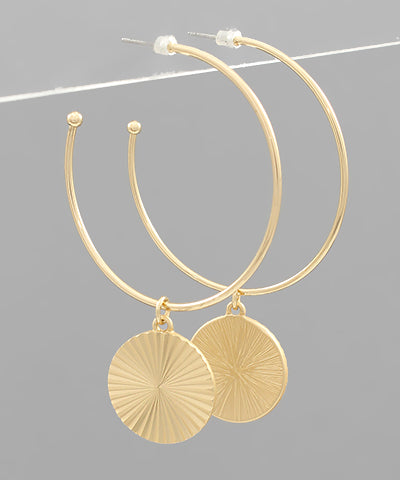 Fluted Disk Dangle Hoops