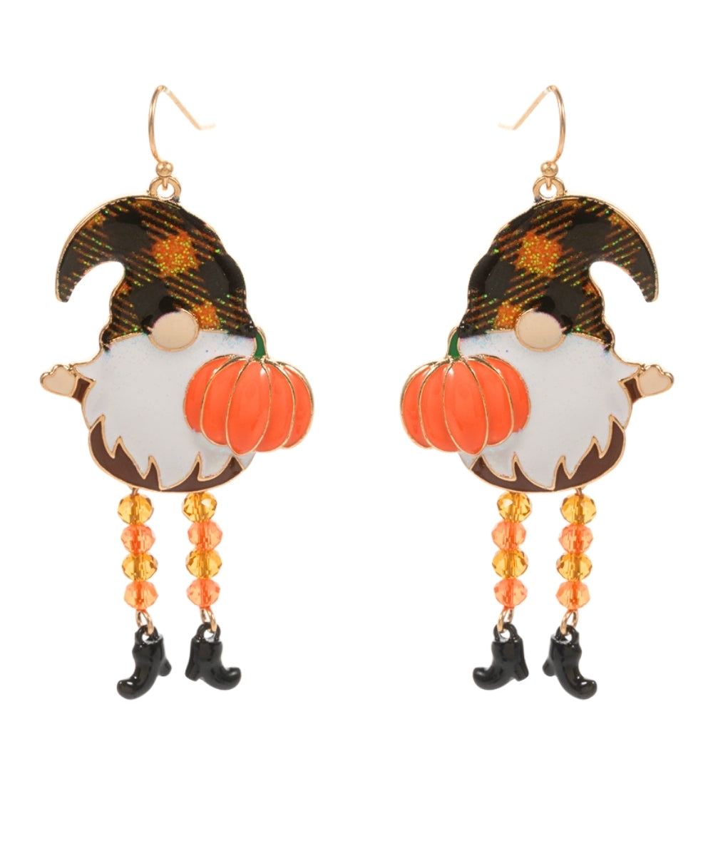 Halloween Gnoum w/Pumpkin Earrings - Multi