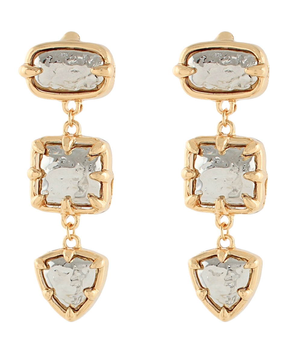 Twotone Linear Multi Shape Earrings - Twotone
