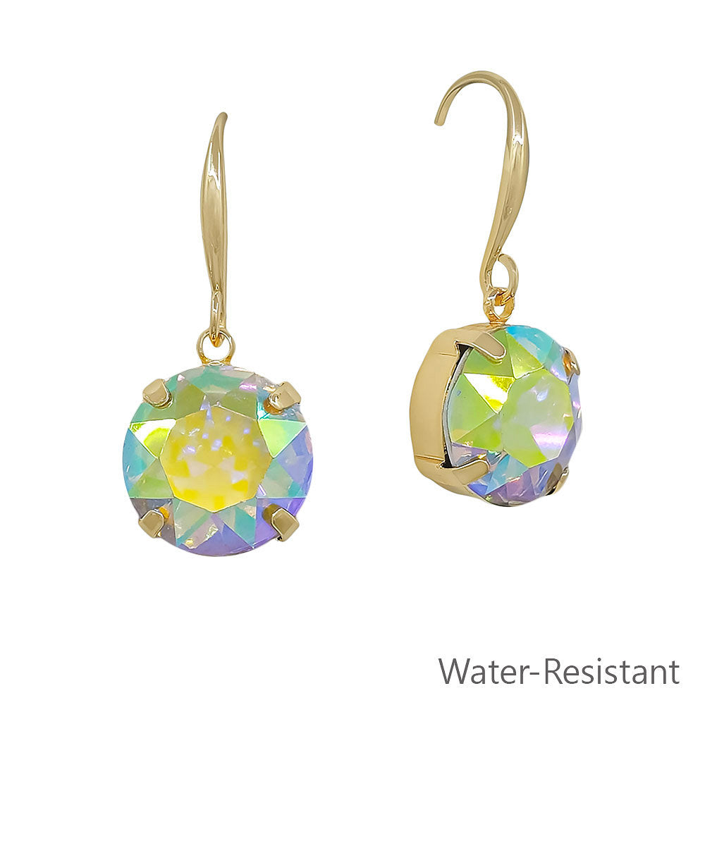 14mm Crystal Dangle Earrings - AB
