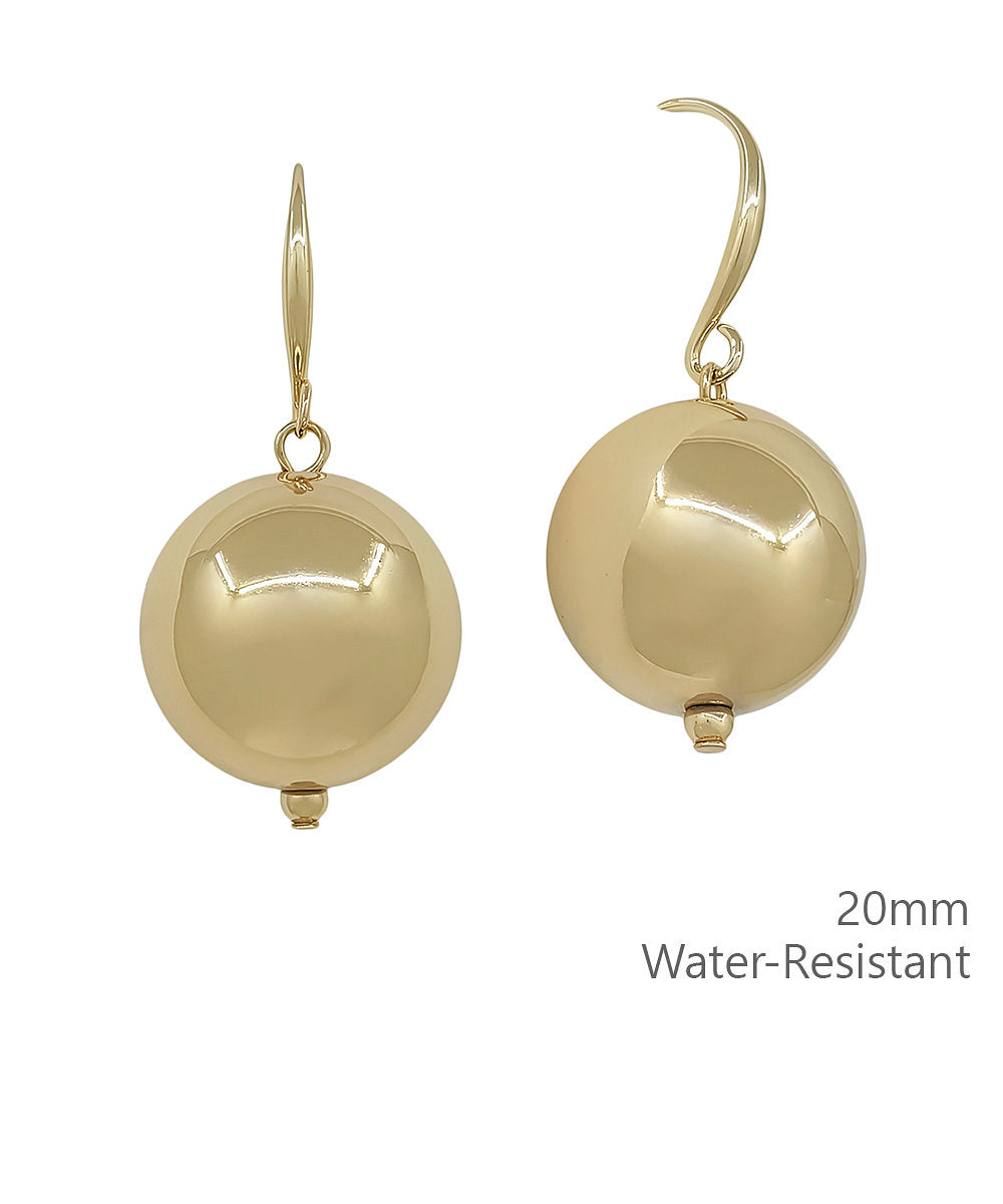 20mm Metal Ball Earrings - Gold