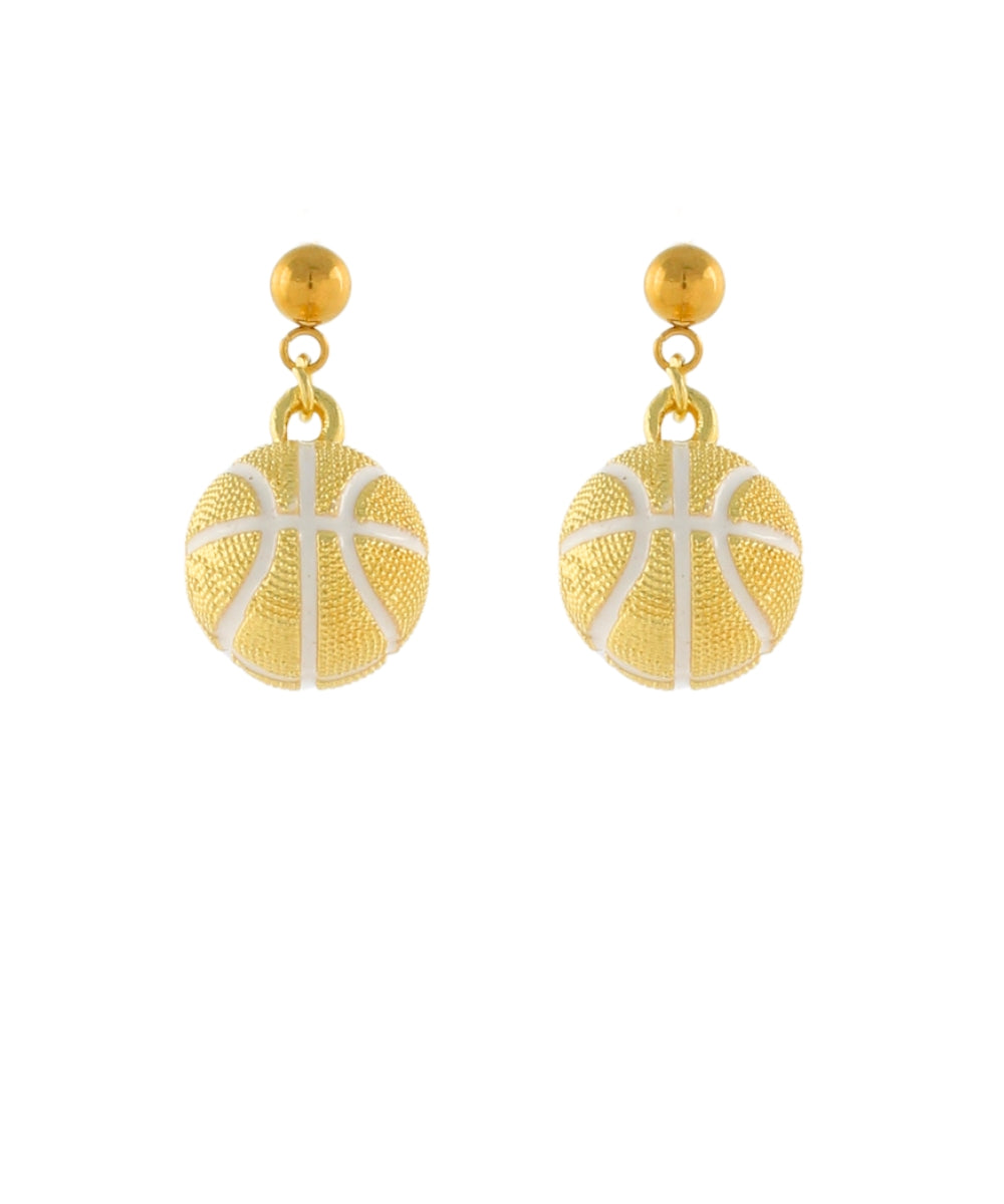 Basket Ball Dangle Earrings - Gold