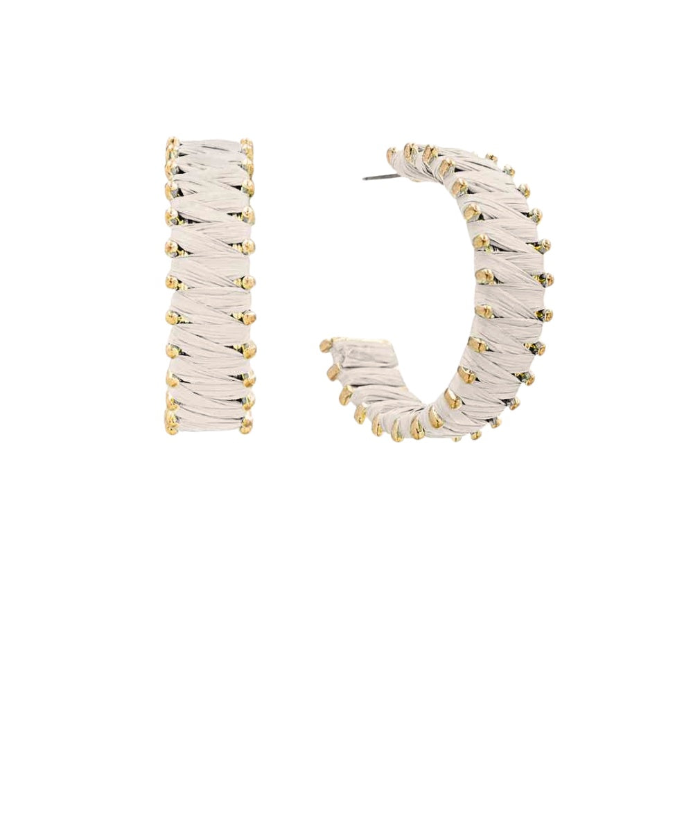 Wrapped w/Raffia Hoops - Ivory