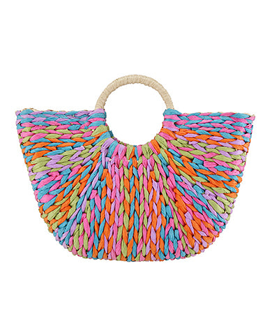 Woven Straw Shopper Tote