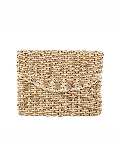 Woven Straw Flipover Clutch