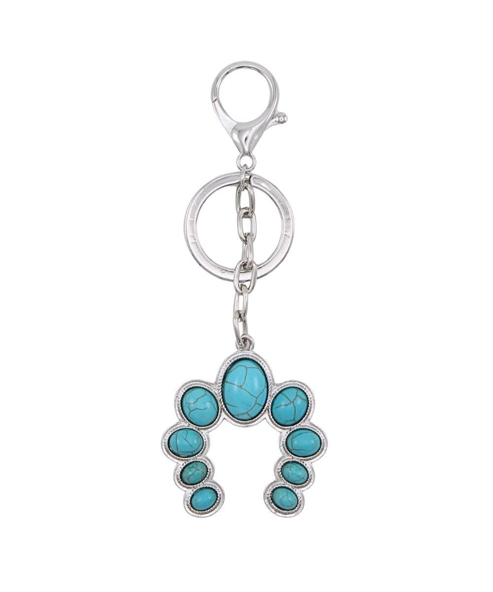 Western Horseshoe Keychain - Turquoise/Rhodium