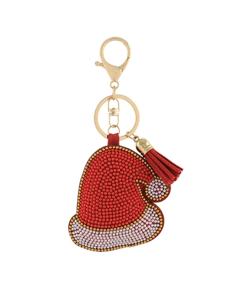 Christmas Santa Hat Keychain - Red/White