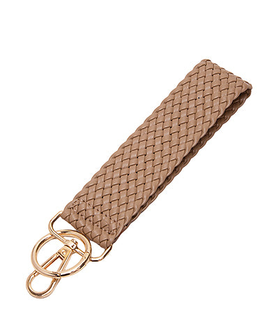 Woven Leather Wristlet Keychain