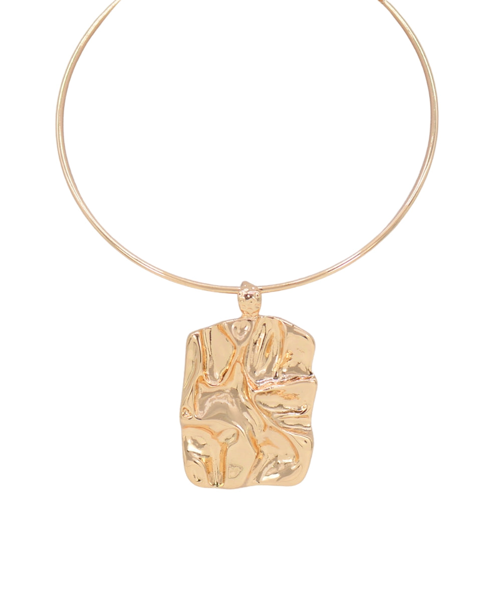 Geometric Pendant Wire Choker - Gold