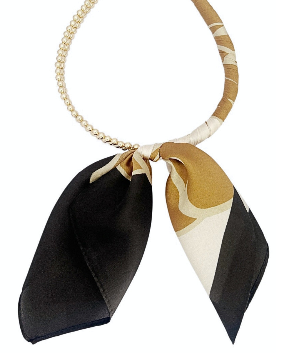 CCB Ball Scarf Necklace - Beige