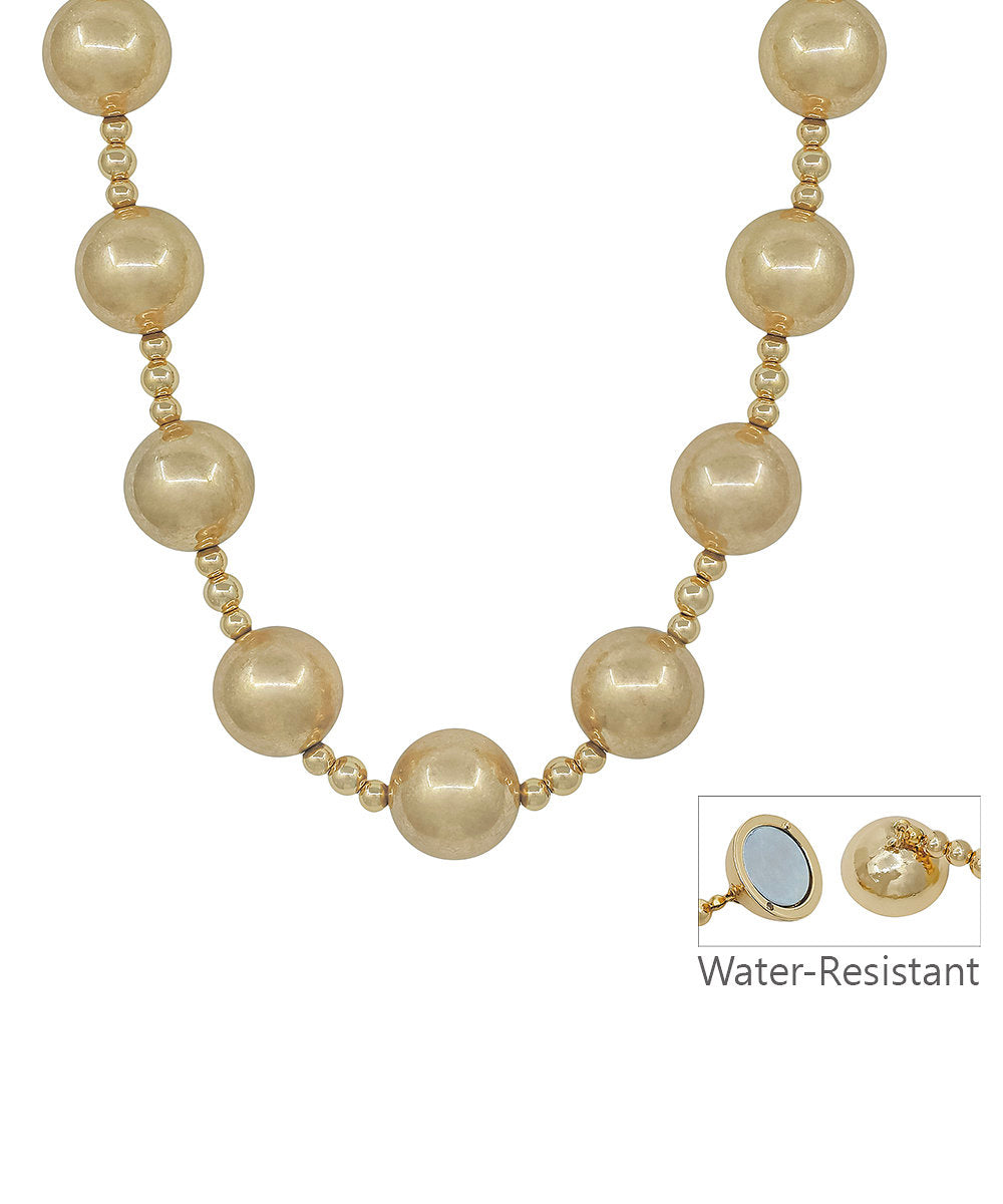 20mm Metal Ball Necklace - Worn Gold