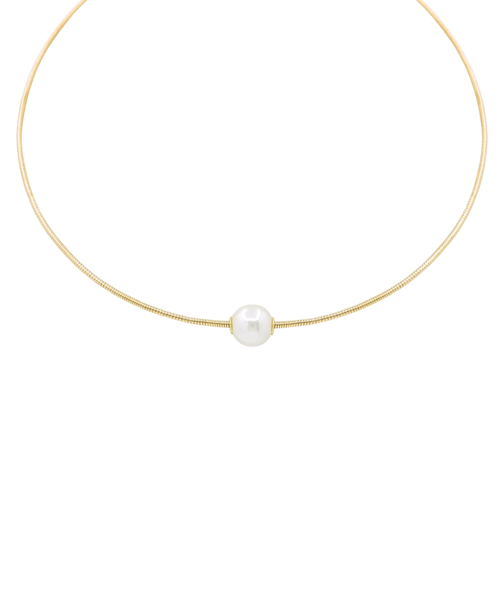 12mm Pearl Wire Choker - Gold