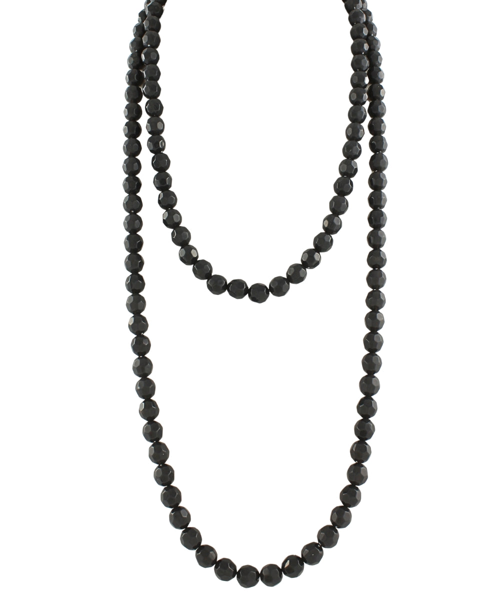 3 Layered Faceted Bead Necklace Set - Black