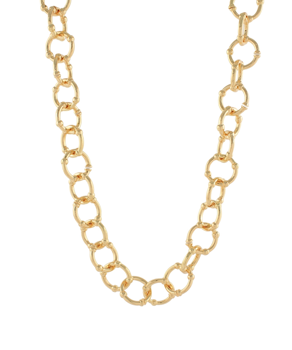 Linked Textured Ring Necklace - Gold