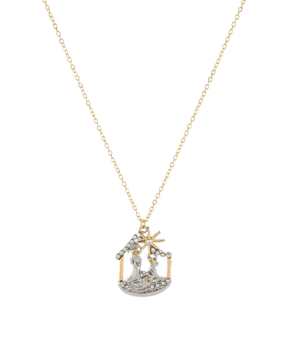 Christmas Nativity Scene Necklace - Twotone