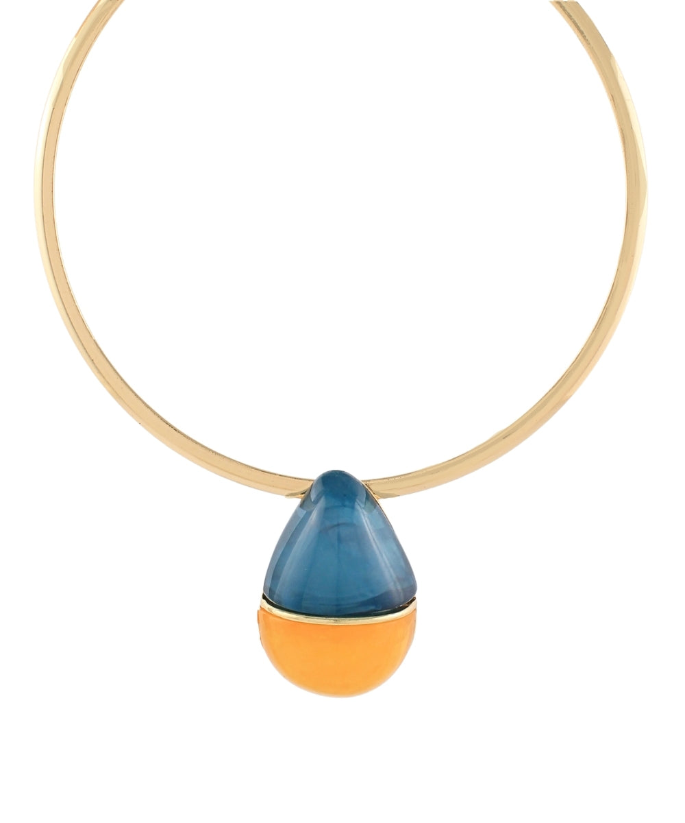 Teardrop Wire Choker - Turquoise/Yellow