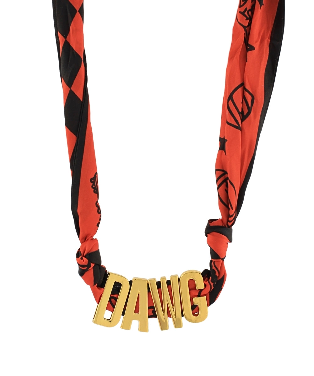 GAMEDAY DAWG Scarf Necklace - Red/Black