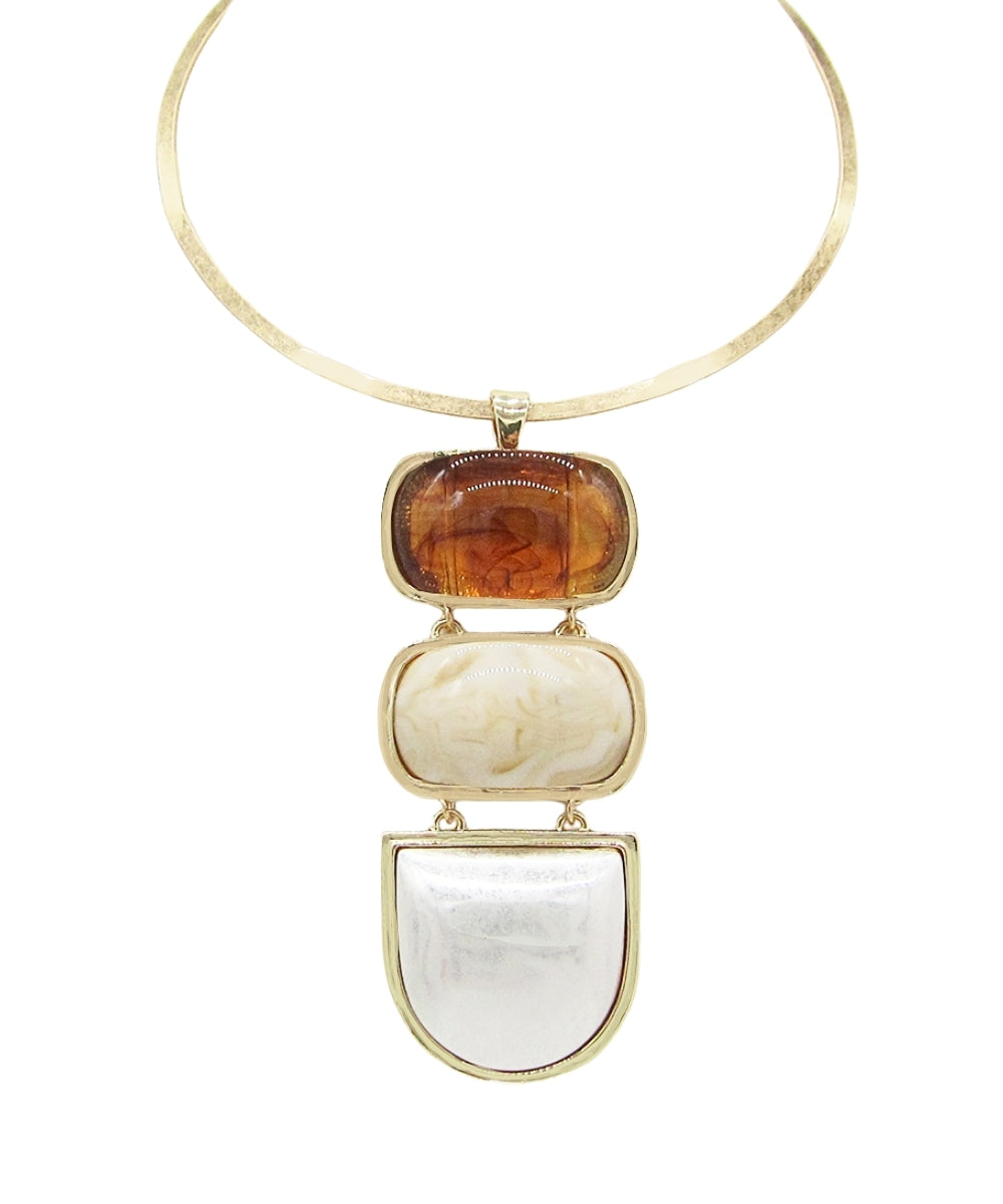 Geometirc Linear Pendant Choker - Multi/Gold