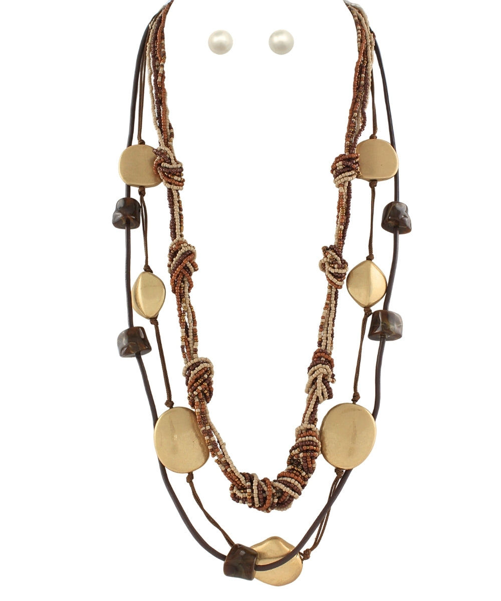 Mixed Media Layered Necklace - Multi