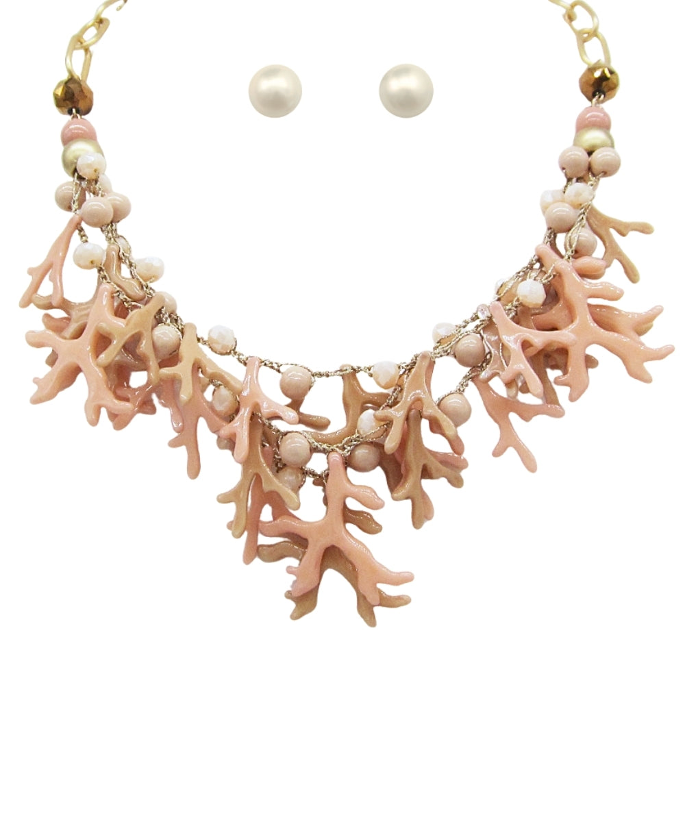 Coral Statement Necklace - Blush