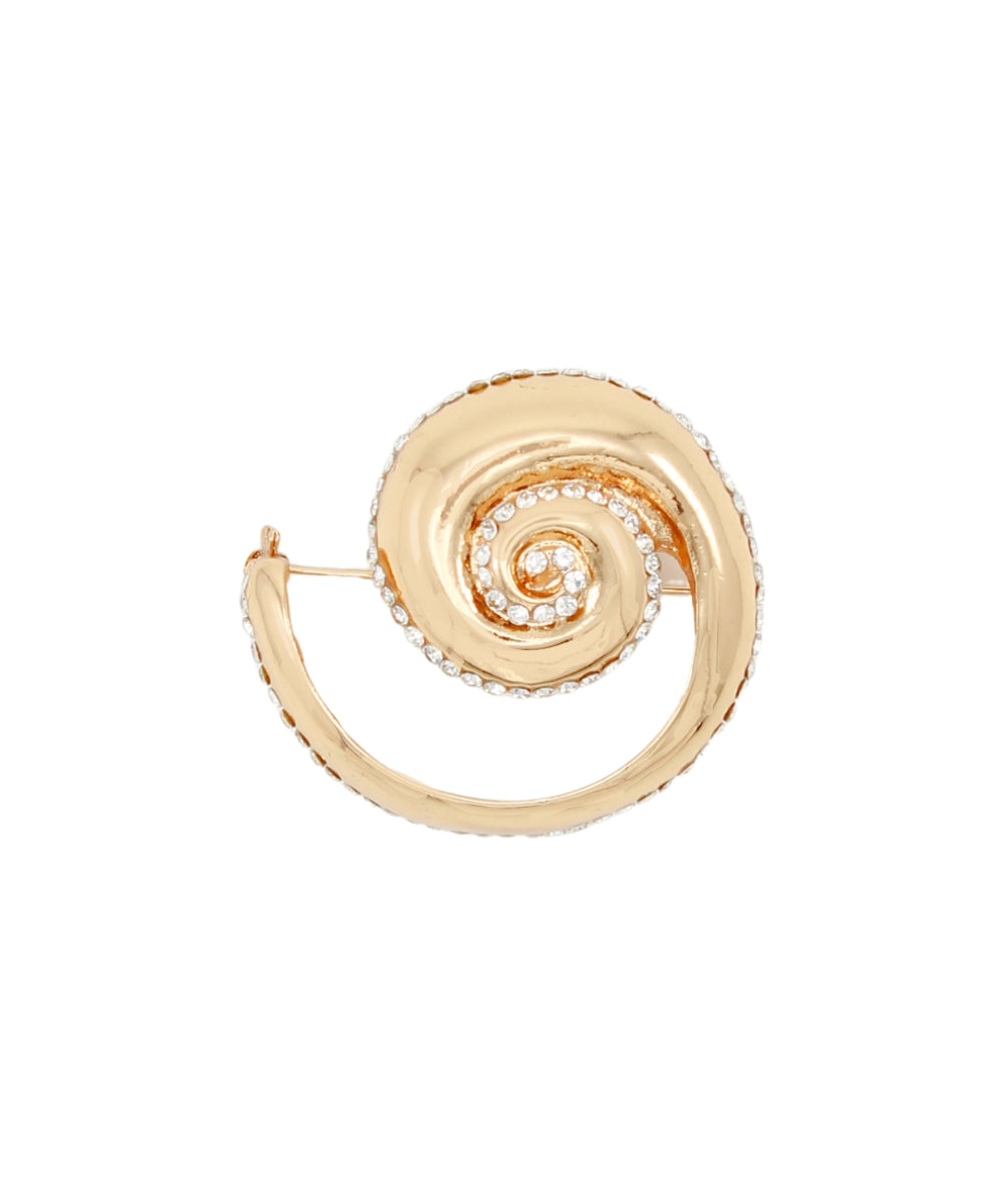 Pave Ammonites Brooch Pin - Gold