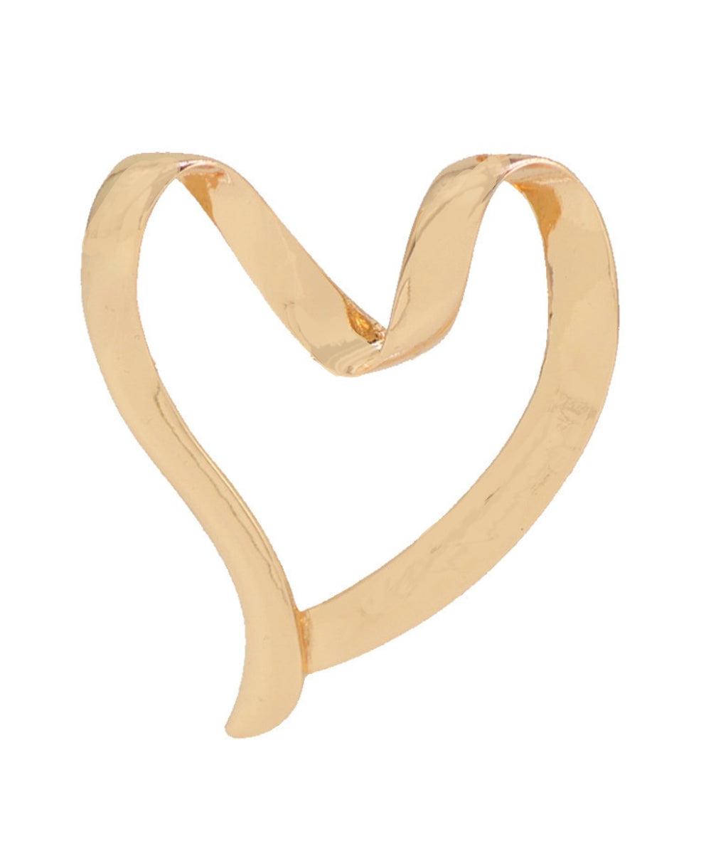 Heart Outline Brooch Pin - Gold