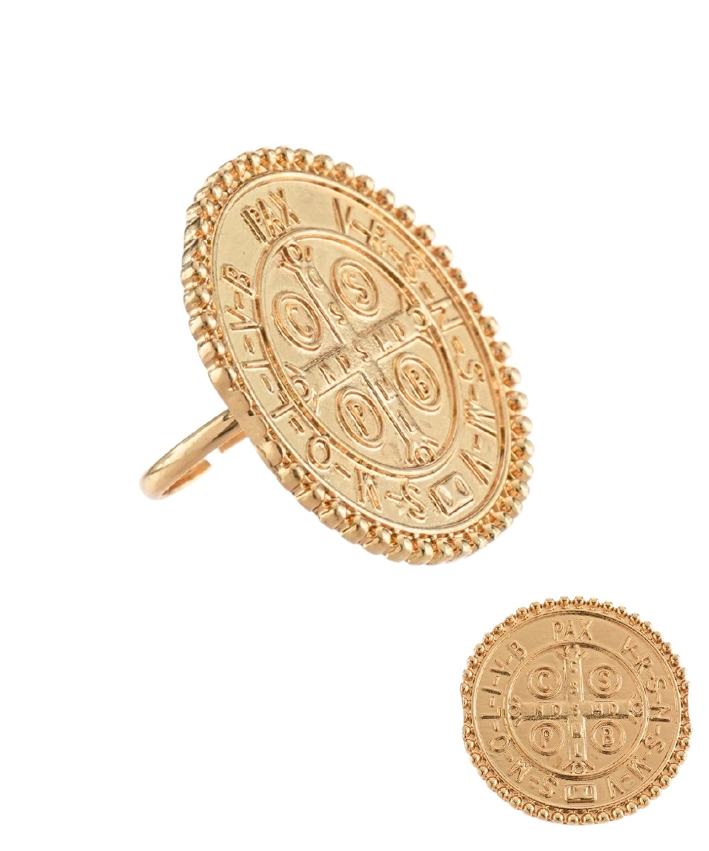 Textured Coin Ring - Gold