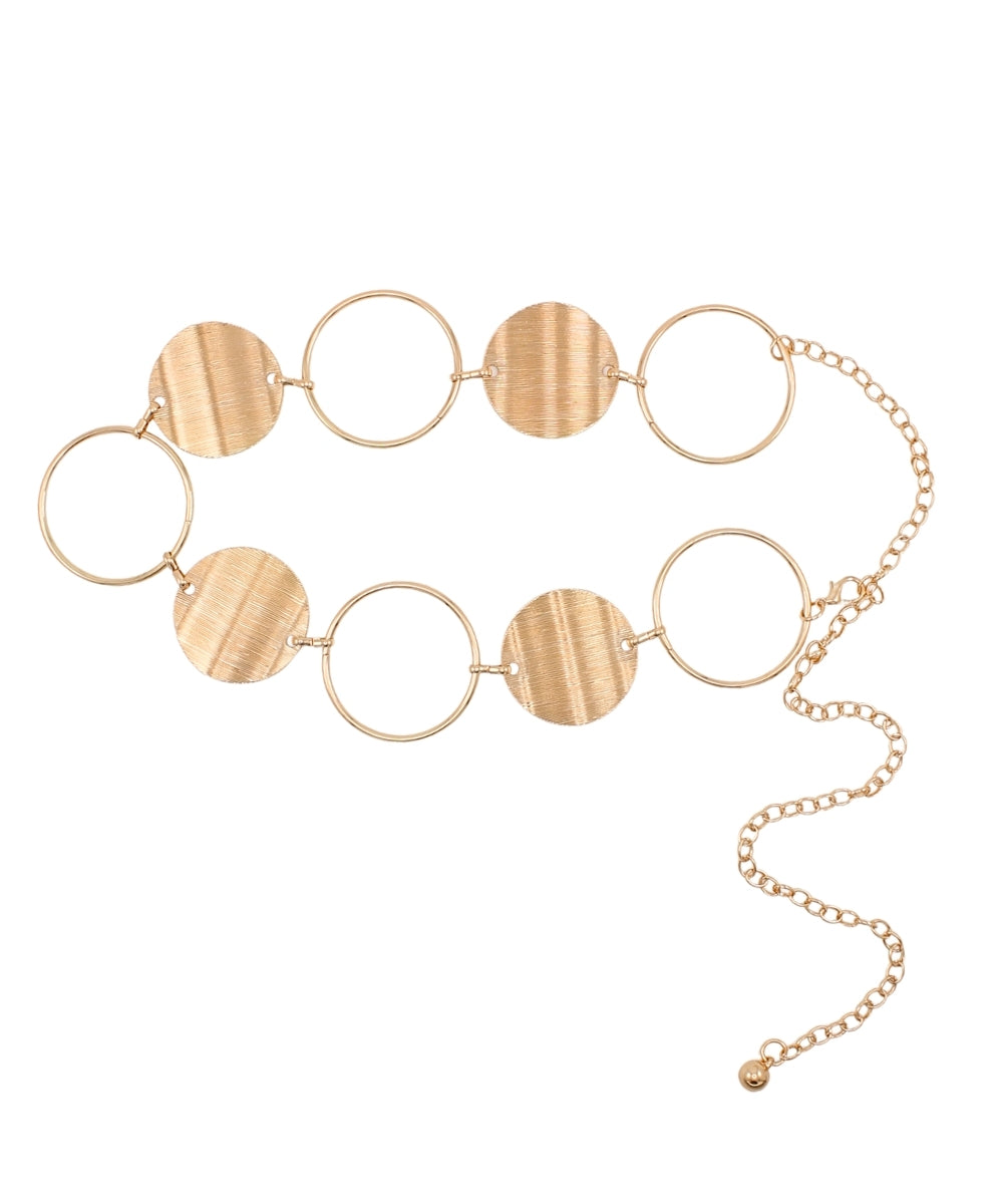Round & Ring Link Metal Belt - Gold